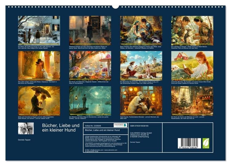 Produktbild: B&uuml;cher, Liebe und ein kleiner Hund (hochwertiger Premium Wandkalender 2027 DIN A2 quer), Kunstdruck in Hochglanz