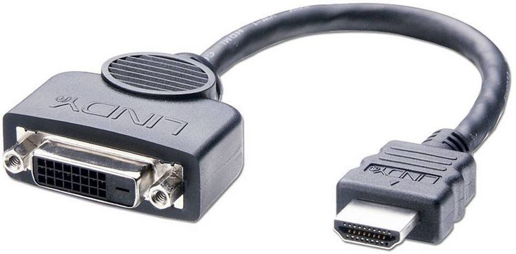 Produktbild: LINDY HDMI / DVI Adapterkabel HDMI-A Stecker, DVI-D 24+1pol. Buchse 0.20 m Schwarz 41227 HDMI-Kabel