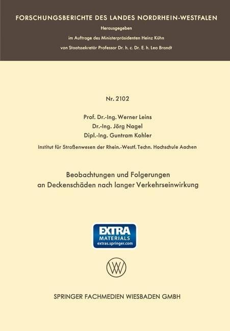 Produktbild: Beobachtungen und Folgerungen an Deckensch&auml;den nach langer Verkehrseinwirkung