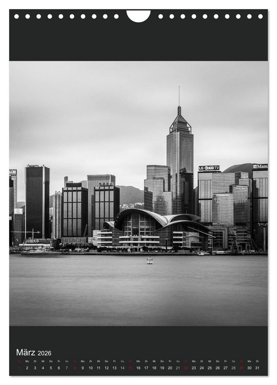 Produktbild: Hongkong schwarzwei&szlig; (Wandkalender 2026 DIN A4 hoch), CALVENDO Monatskalender