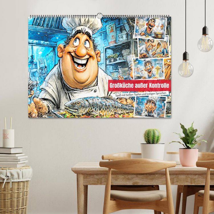 Produktbild: Gro&szlig;k&uuml;che au&szlig;er Kontrolle. Spa&szlig; mit hei&szlig;en T&ouml;pfen und lustigen Spr&uuml;chen (Wandkalender 2026 DIN A2 quer), CALVENDO Monatskalender