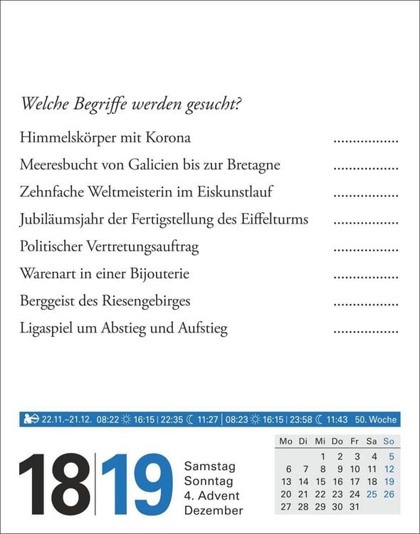 Produktbild: Wissen Tagesabrei&szlig;kalender 2027 - Quizfragen aus Geschichte, Politik, Kultur, Technik und Sport
