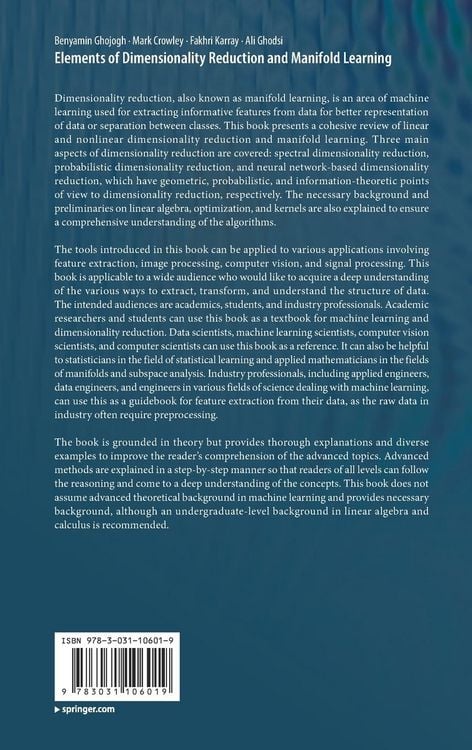 Produktbild: Elements of Dimensionality Reduction and Manifold Learning