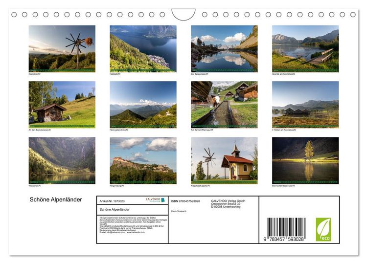 Produktbild: Sch&ouml;ne Alpenl&auml;nder (Wandkalender 2026 DIN A4 quer), CALVENDO Monatskalender
