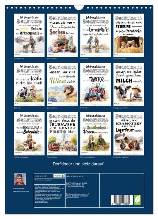 Produktbild: Dorfkinder und stolz darauf (Wandkalender 2026 DIN A3 hoch), CALVENDO Monatskalender