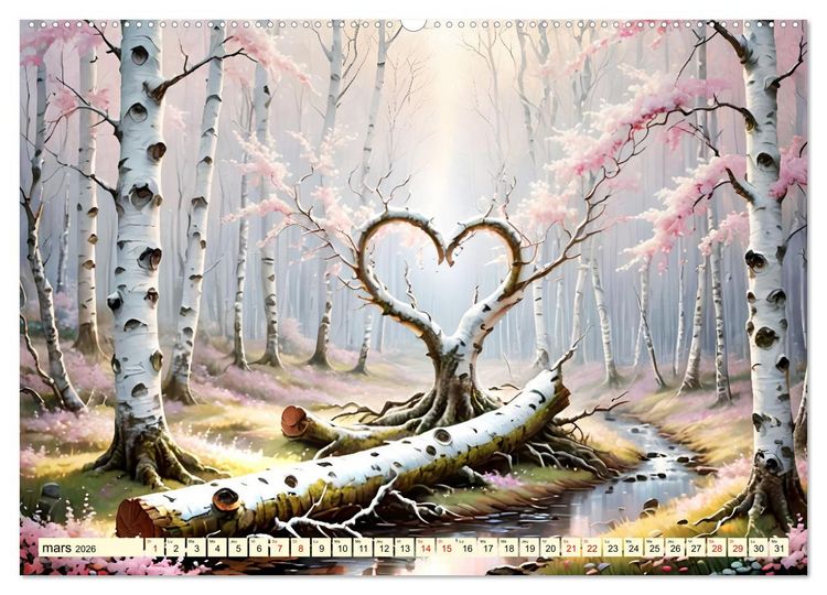 Produktbild: Bouleaux adorables (Calendrier mural 2026 DIN A2 vertical) calendrier de bureau