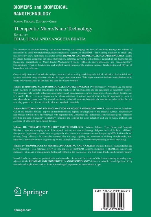 Produktbild: BioMEMS and Biomedical Nanotechnology