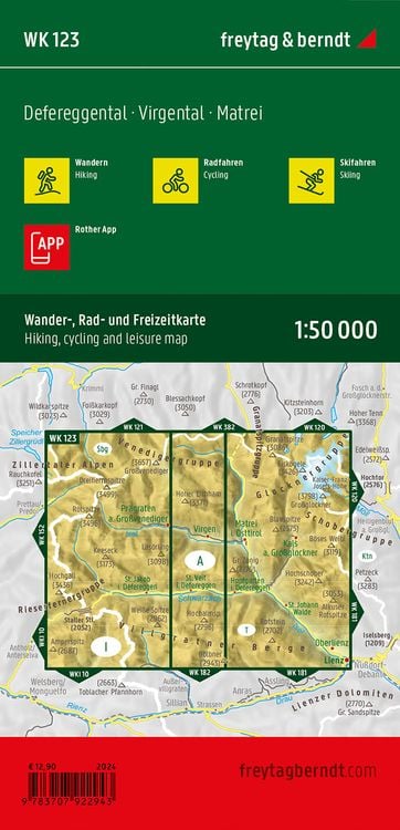 Defereggental, Wander-, Rad- und Freizeitkarte 1:50.000, freytag & berndt, WK 123