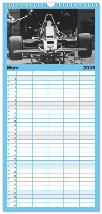 Produktbild: Familienplaner 2026 - Formel, Rennen, Boxengasse 1971-&acute;83 mit 5 Spalten (Wandkalender, 21 x 45 cm) CALVENDO