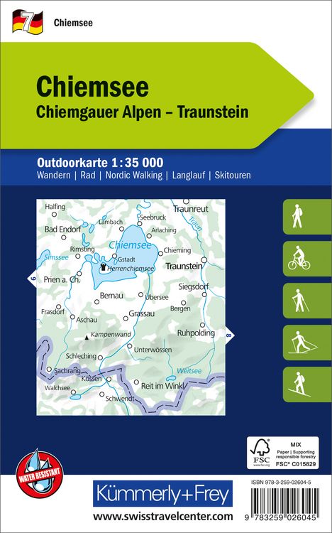 Produktbild: K&uuml;mmerly+Frey Outdoorkarte Deutschland 7 Chiemsee 1:35.000
