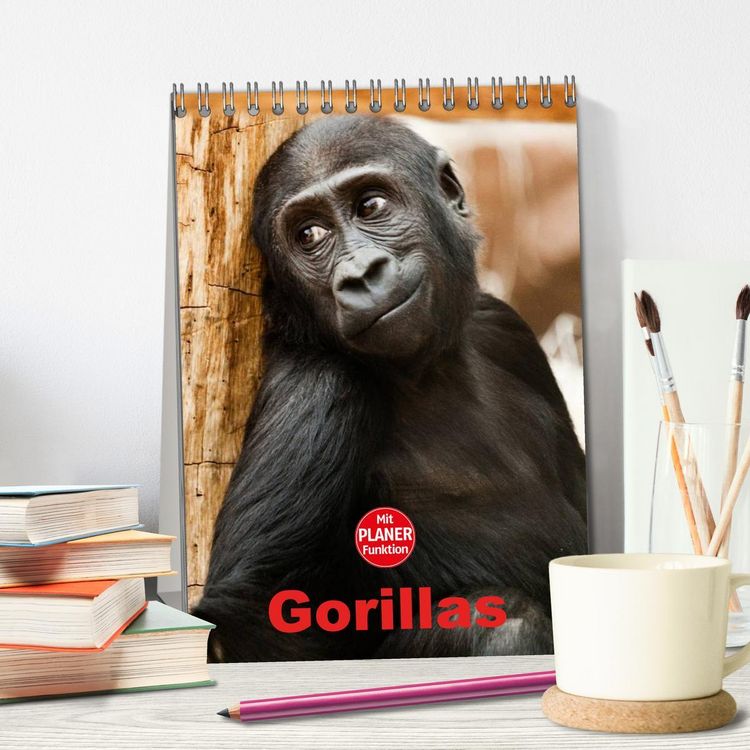 Produktbild: Gorillas (Tischkalender 2026 DIN A5 hoch), CALVENDO Monatskalender