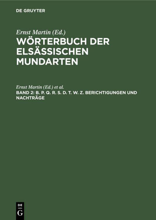Produktbild: B. P. Q. R. S. D. T. W. Z. Berichtigungen und Nachtr&auml;ge