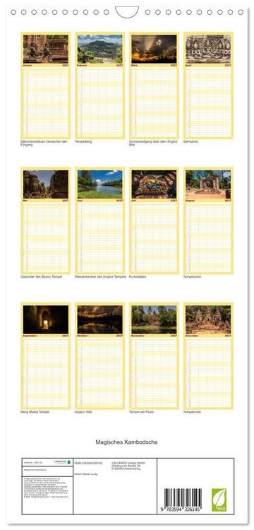 Produktbild: Familienplaner 2027 - Magisches Kambodscha mit 5 Spalten (Wandkalender, 21 x 45 cm) CALVENDO