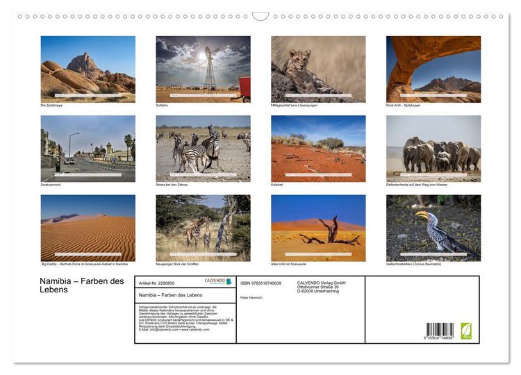 Produktbild: Namibia &ndash; Farben des Lebens (Wandkalender 2026 DIN A2 quer), CALVENDO Monatskalender