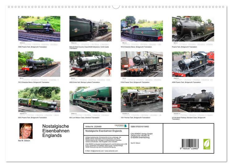 Produktbild: Nostalgische Eisenbahnen Englands (hochwertiger Premium Wandkalender 2026 DIN A2 quer), Kunstdruck in Hochglanz