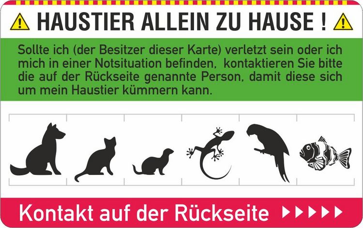 Produktbild: Notfallkarte 'Haustier'