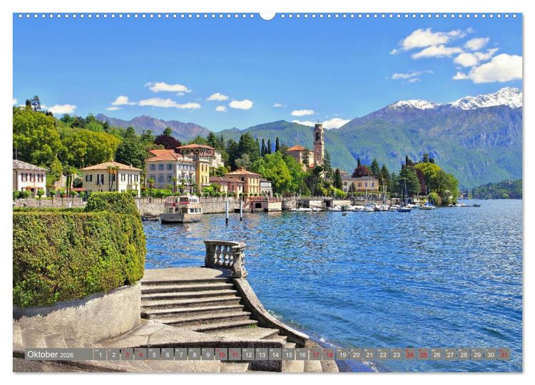 Produktbild: Comer See - Mediterraner Charme in alpiner Landschaft (hochwertiger Premium Wandkalender 2026 DIN A2 quer), Kunstdruck in Hochglanz