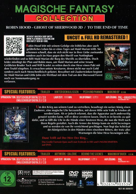 Produktbild: Fantasy Collection - Robin Hood - Ghosts of Sherwood 3D/To the Ends of Time - Uncut & Full HD Remastered [2 DVDs]