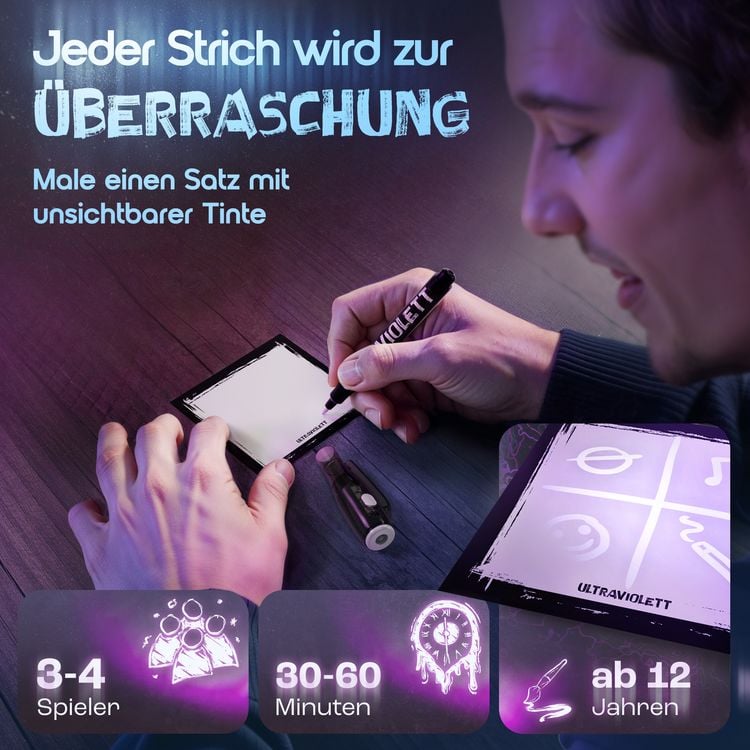 Produktbild: Ultraviolett &ndash; Das abgefahrene Zeichenspiel mit unsichtbarer Zaubertinte&nbsp;