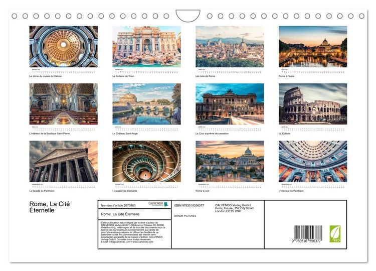 Produktbild: Rome, La Cit&eacute; &Eacute;ternelle (Calendrier mural 2026 DIN A4 vertical), CALVENDO calendrier mensuel