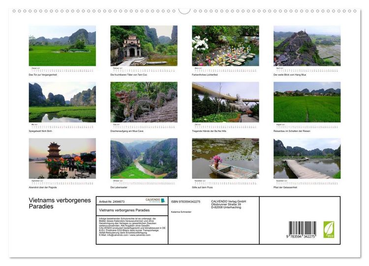 Produktbild: Vietnams verborgenes Paradies (hochwertiger Premium Wandkalender 2027 DIN A2 quer), Kunstdruck in Hochglanz