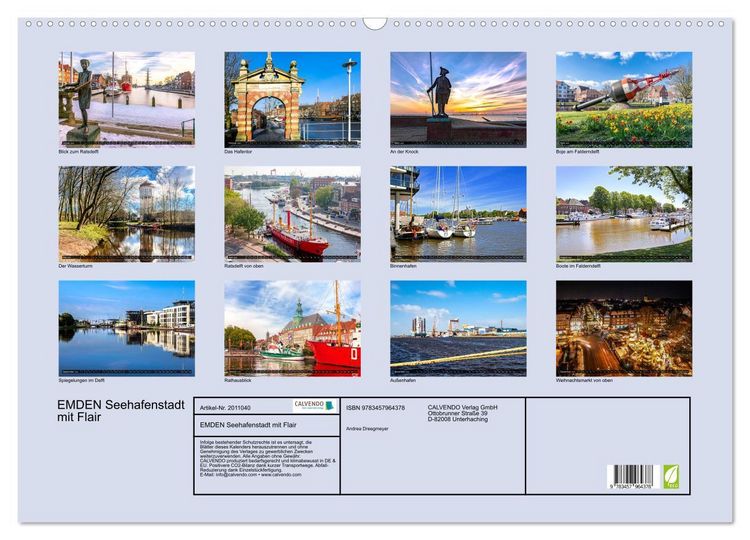 Produktbild: EMDEN Seehafenstadt mit Flair (Wandkalender 2026 DIN A2 quer), CALVENDO Monatskalender