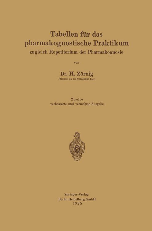 Produktbild: Tabellen f&uuml;r das pharmakognostische Praktikum