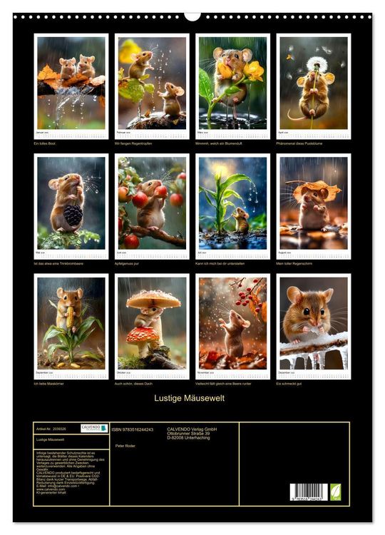 Produktbild: Lustige M&auml;usewelt (Wandkalender 2026 DIN A2 hoch), CALVENDO Monatskalender