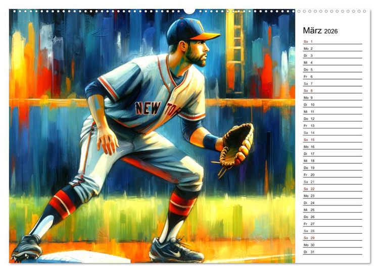 Produktbild: Baseball Acryl - Zwischen Realit&auml;t und KI Visionen (Wandkalender 2026 DIN A2 quer), CALVENDO Monatskalender