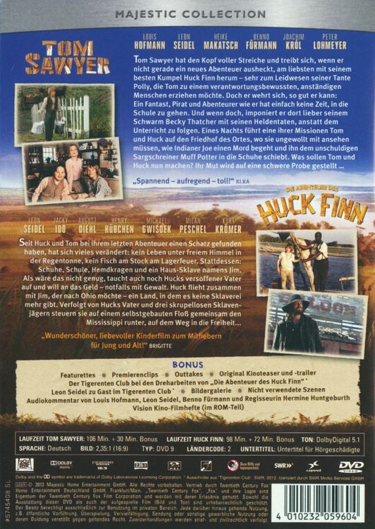 Produktbild: Tom Sawyer/Die Abenteuer des Huck Finn [2 DVDs]
