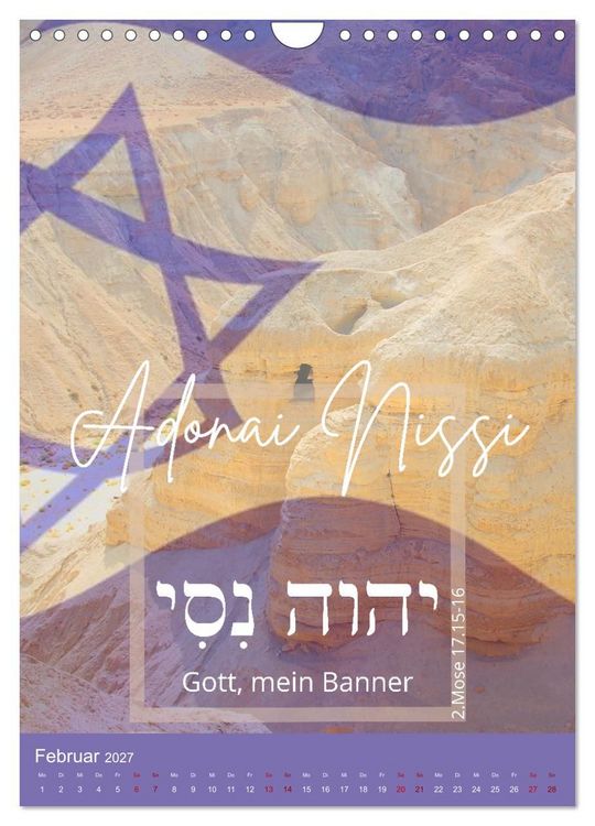 Produktbild: Israel und hebr&auml;ische Namen Gottes (Wandkalender 2027 DIN A4 hoch), CALVENDO Monatskalender