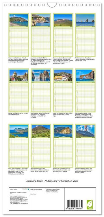 Produktbild: Familienplaner 2026 - Liparische Inseln - Vulkane im Tyrrhenischen Meer mit 5 Spalten (Wandkalender, 21 x 45 cm) CALVENDO