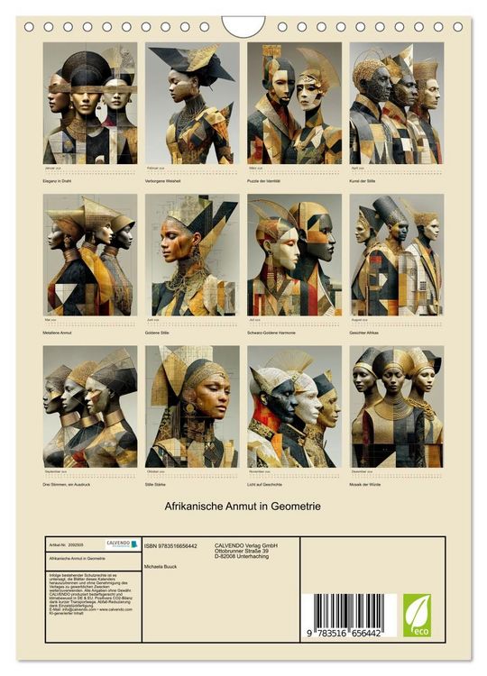 Produktbild: Afrikanische Anmut in Geometrie (Wandkalender 2026 DIN A4 hoch), CALVENDO Monatskalender
