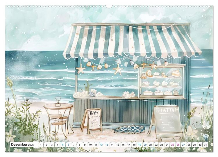 Produktbild: Strandtr&auml;ume in Aquarell (Wandkalender 2026 DIN A2 quer), CALVENDO Monatskalender