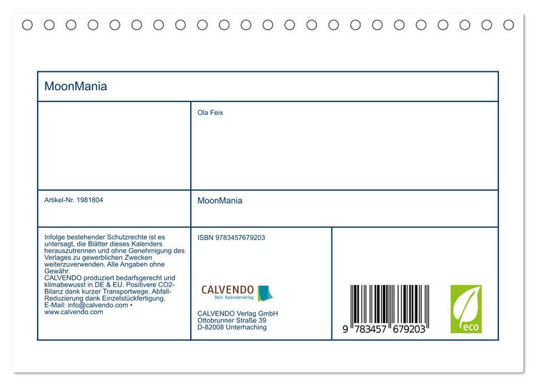Produktbild: MoonMania (Tischkalender 2026 DIN A5 quer), CALVENDO Monatskalender