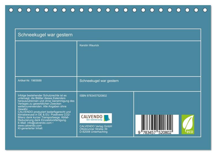 Produktbild: Schneekugel war gestern (Tischkalender 2026 DIN A5 quer), CALVENDO Monatskalender