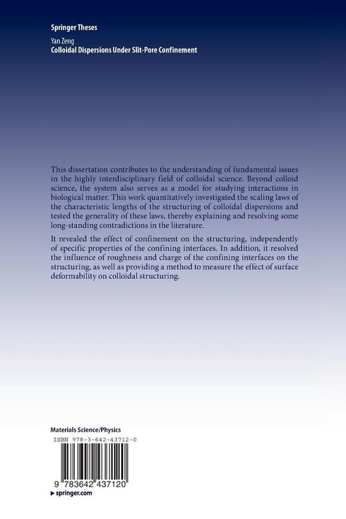 Produktbild: Colloidal Dispersions Under Slit-Pore Confinement