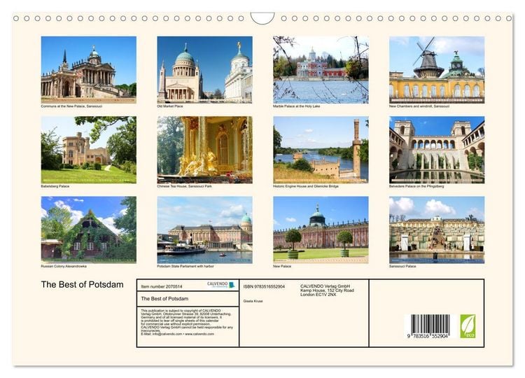 Produktbild: The Best of Potsdam (Wall Calendar 2026 DIN A3 landscape), CALVENDO 12 Month Wall Calendar