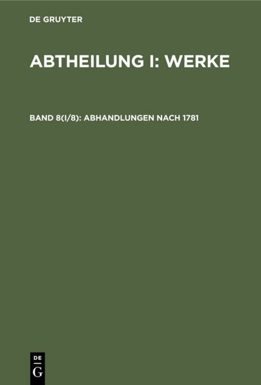 Produktbild: Abhandlungen nach 1781