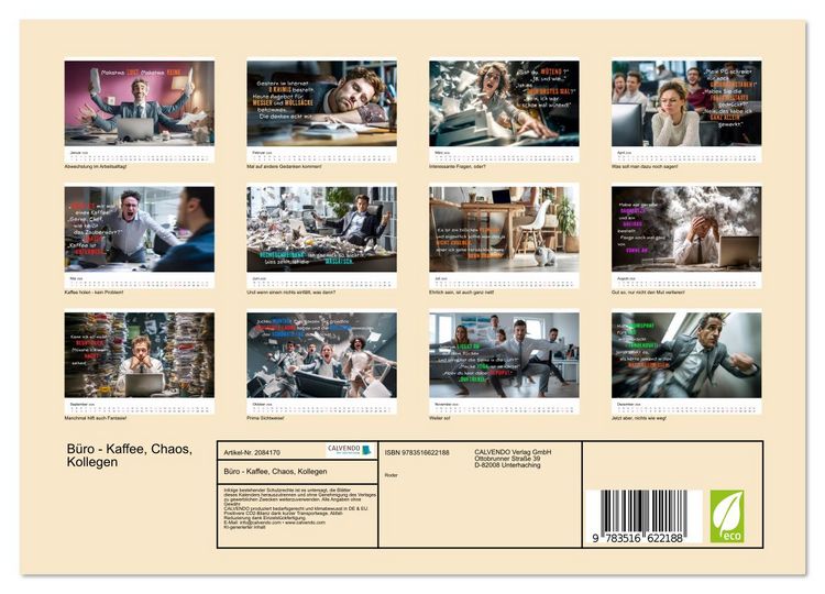 Produktbild: B&uuml;ro - Kaffee, Chaos, Kollegen (Wandkalender 2026 DIN A4 quer), CALVENDO Monatskalender