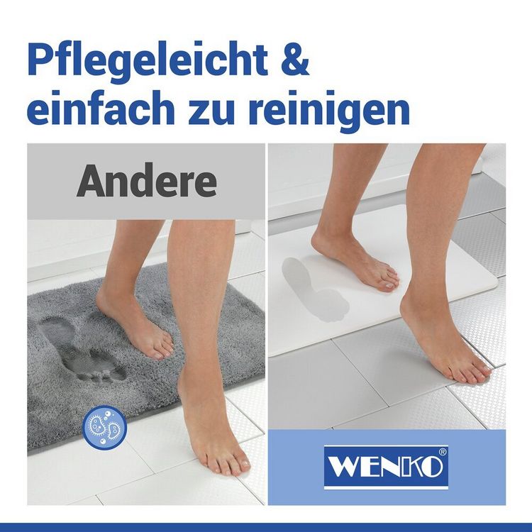 Produktbild: Diatomit Badematte Mod. Simi Wei&szlig;, 60 x 39 cm, schnelltrocknend und rutschsicher