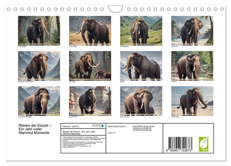 Produktbild: Riesen der Eiszeit &ndash; Ein Jahr voller Mammut Momente (Wandkalender 2026 DIN A4 quer), CALVENDO Monatskalender