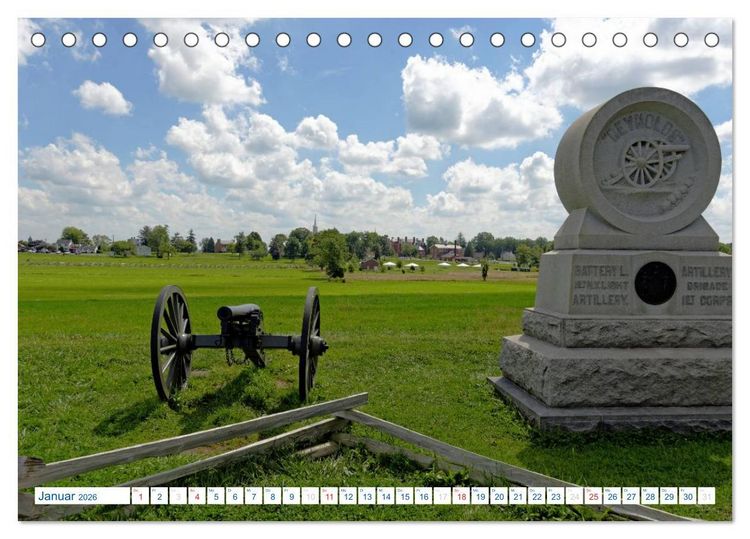 Produktbild: Gettysburg Military Park (Tischkalender 2026 DIN A5 quer), CALVENDO Monatskalender