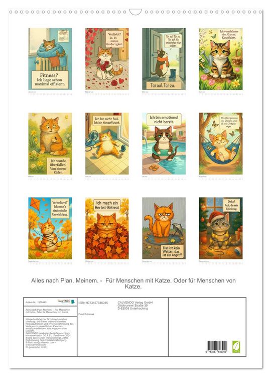 Produktbild: Alles nach Plan. Meinem. - F&uuml;r Menschen mit Katze. Oder f&uuml;r Menschen von Katze. (Wandkalender 2026 DIN A2 hoch), CALVENDO Monatskalender