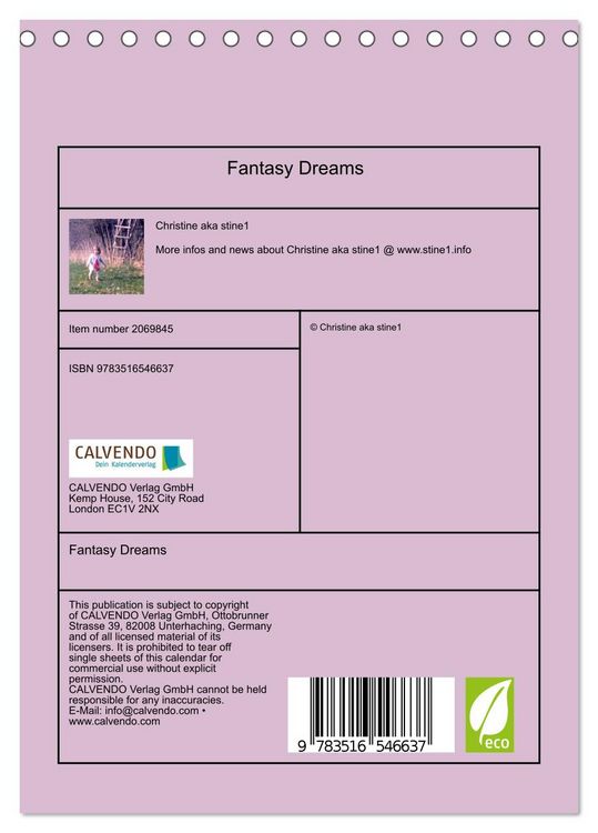 Produktbild: Fantasy Dreams (Desk Calendar 2026 DIN A5 portrait), CALVENDO 12 Month DeskCalendar
