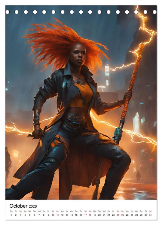 Produktbild: The Witches of Cyberpunk City (Desk Calendar 2026 DIN A5 portrait), CALVENDO 12 Month DeskCalendar