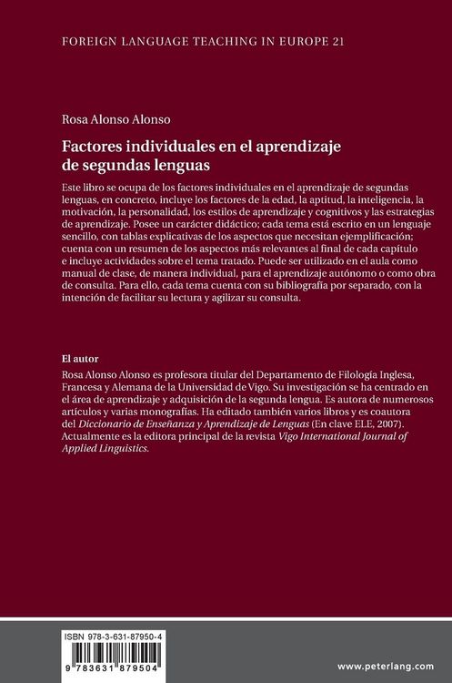 Produktbild: Factores individuales en el aprendizaje de segundas lenguas