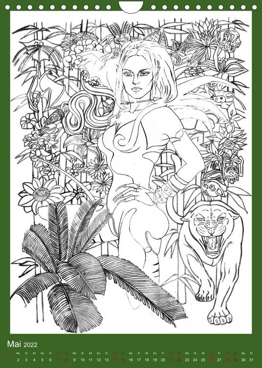 Produktbild: Burlesque Malkalender, Malbuch / burlesque coloring book mit Bildern von Sara Horwath (Wandkalender 2022 DIN A4 hoch)
