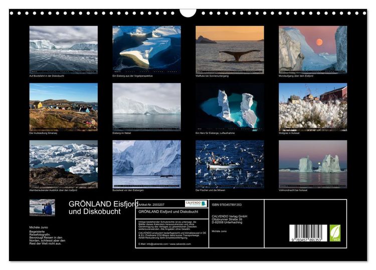 Produktbild: GR&Ouml;NLAND Eisfjord und Diskobucht (Wandkalender 2026 DIN A3 quer), CALVENDO Monatskalender