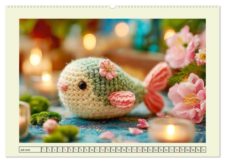 Produktbild: Amigurumi-Gl&uuml;ck. Niedliche H&auml;ckelkunst aus Japan (Wandkalender 2026 DIN A2 quer), CALVENDO Monatskalender